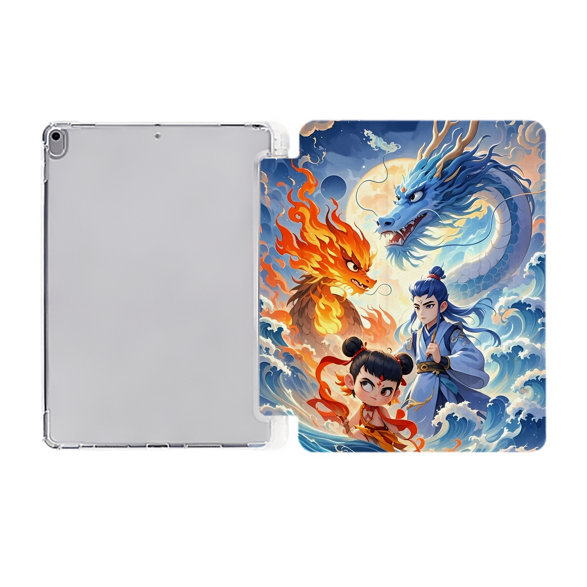 （画像用） Ne Zha 2 ナタ 魔童の大暴れ IPad ケース ペン収納付き 三つ折りスタンド PUレザー×シリコン 対応機種9.5/10.5/10.9インチ